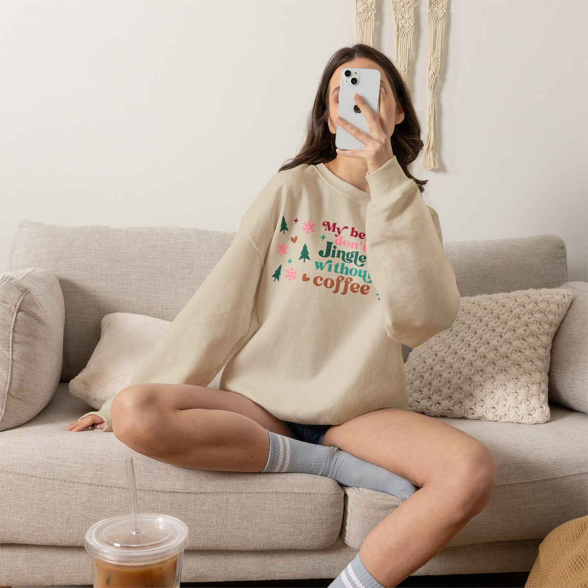 My Bells Don't Jingle without Coffee Unisex Heavy Blend™ Crewneck Sweatshirt