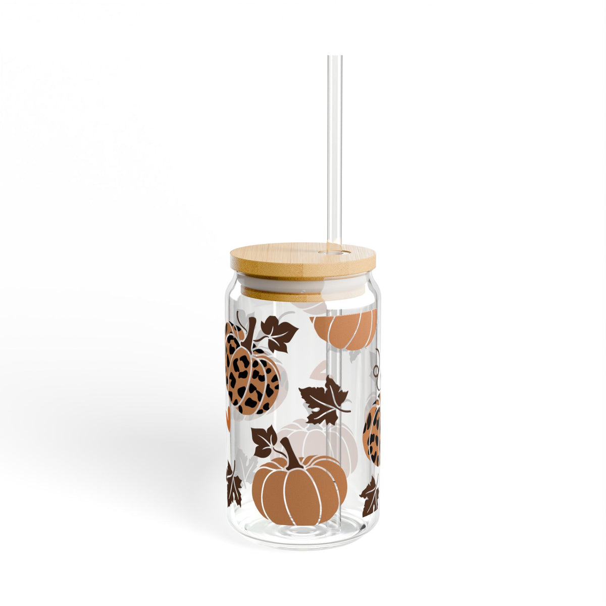 Leopard Print Pumpkins Sipper Glass, 16oz