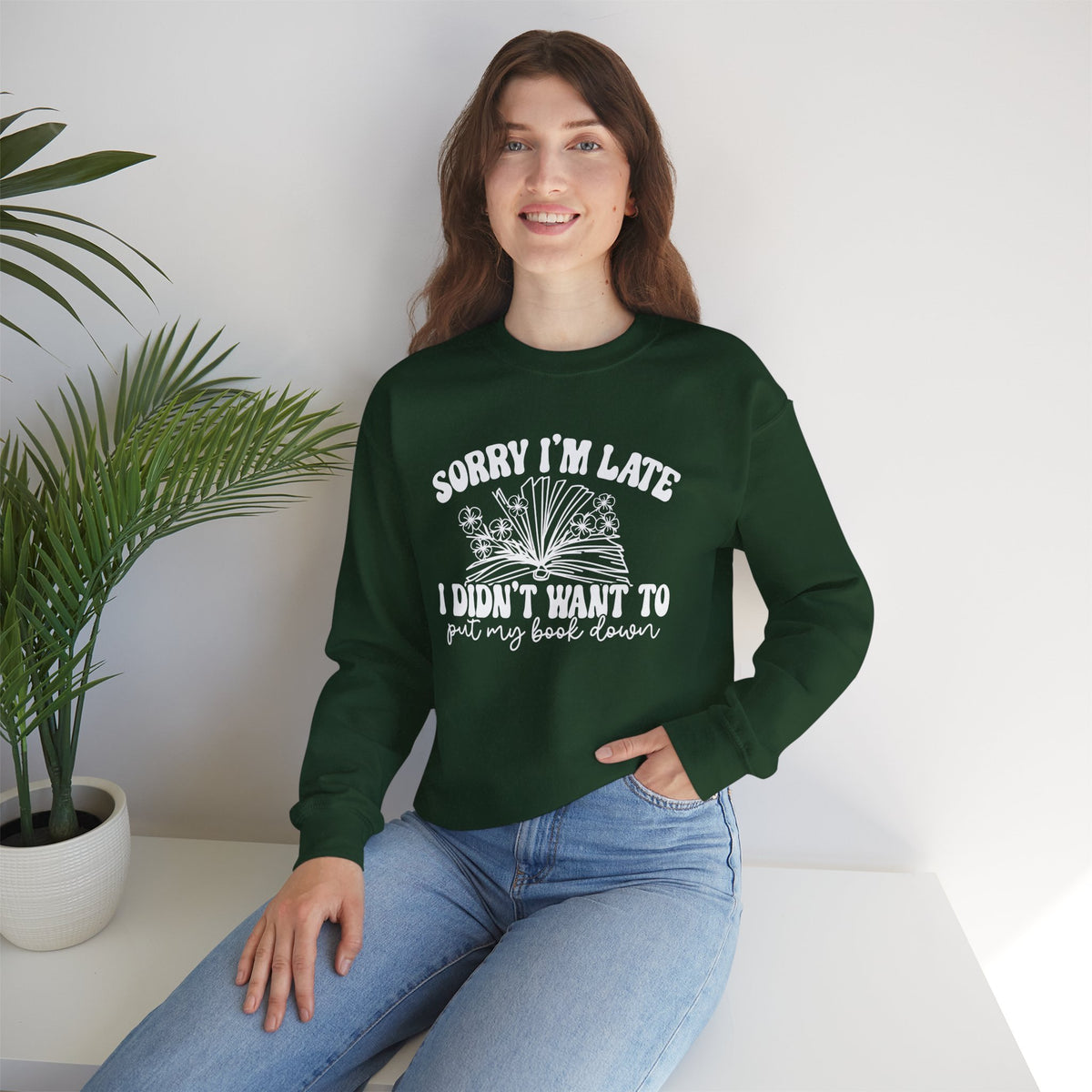 Sorry I'm Late I Didn't Want to Put My Book Down Unisex Heavy Blend™ Crewneck Sweatshirt