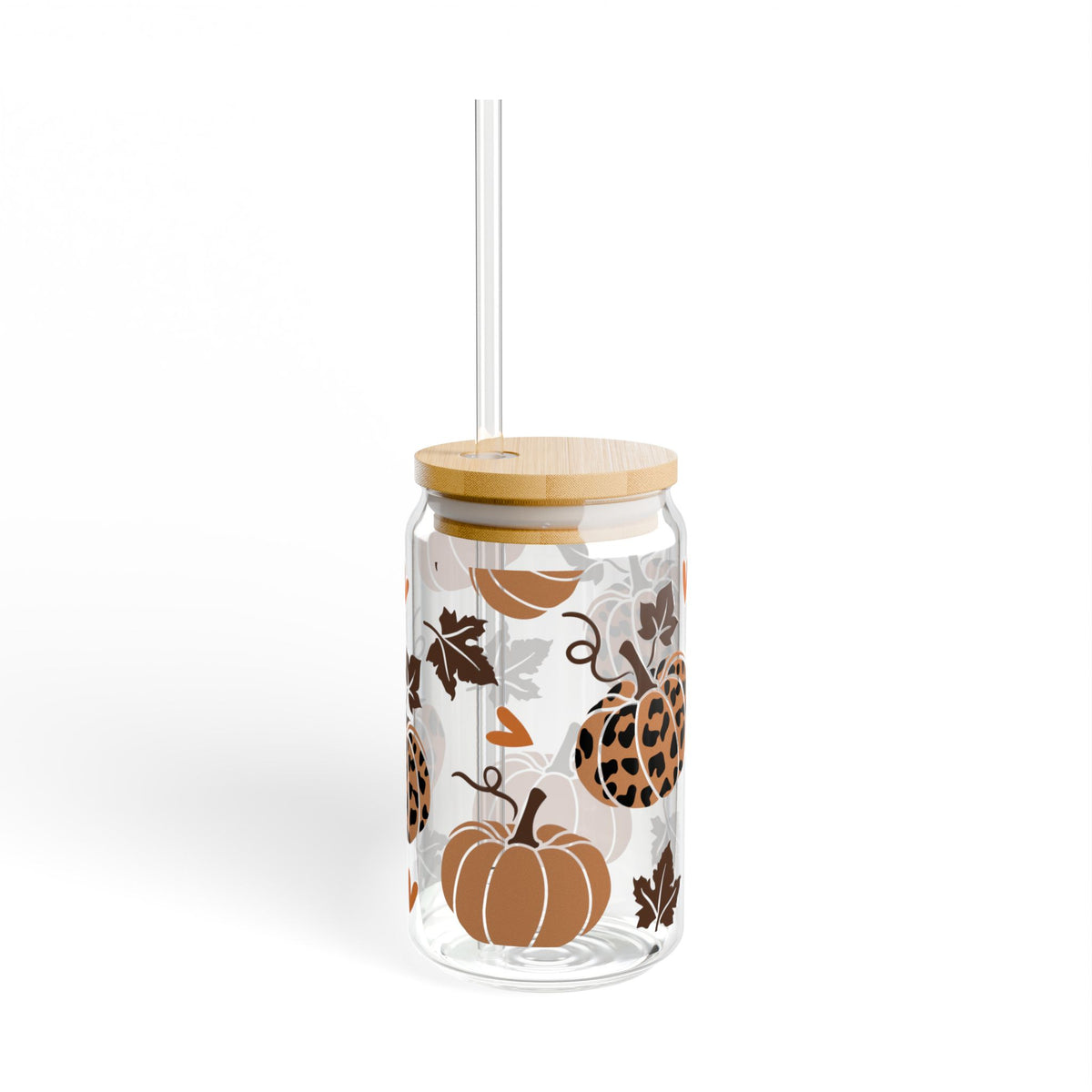 Leopard Print Pumpkins Sipper Glass, 16oz