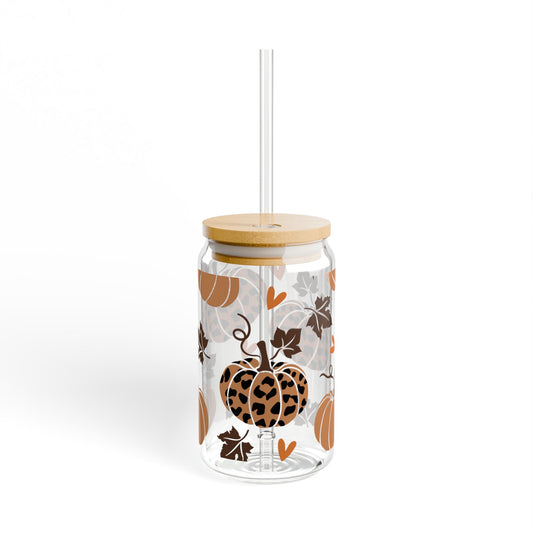 Leopard Print Pumpkins Sipper Glass, 16oz