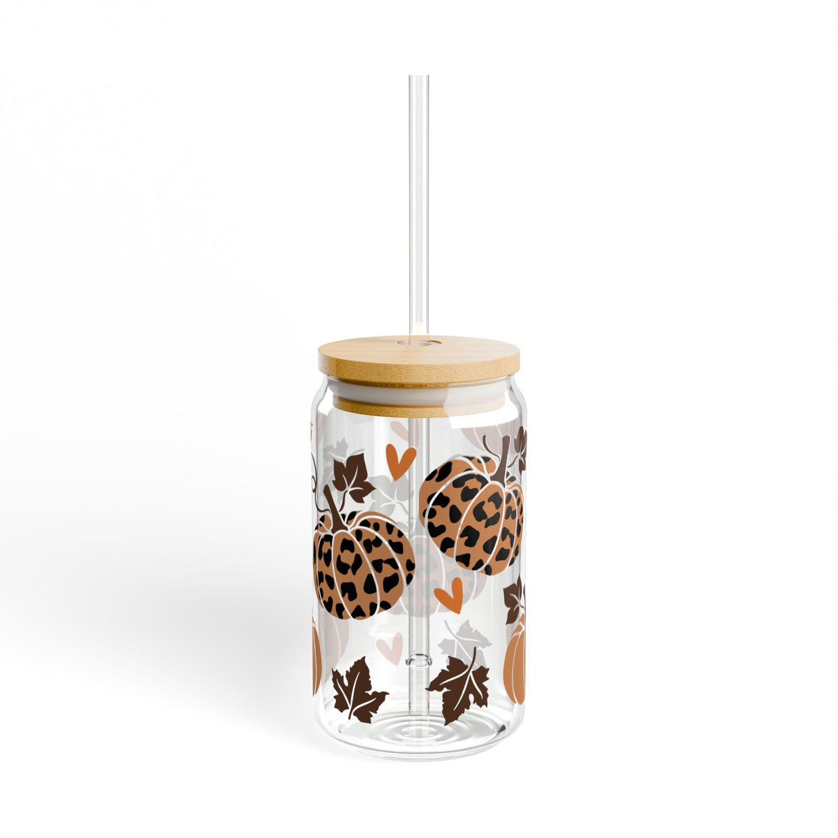 Leopard Print Pumpkins Sipper Glass, 16oz
