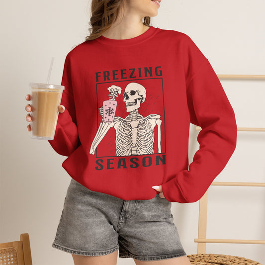 Freezing Season Skeleton Unisex Heavy Blend™ Crewneck Sweatshirt